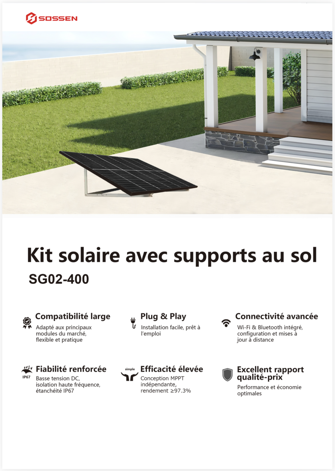 Kit plug & play 400Wc • Panneau rigide et support