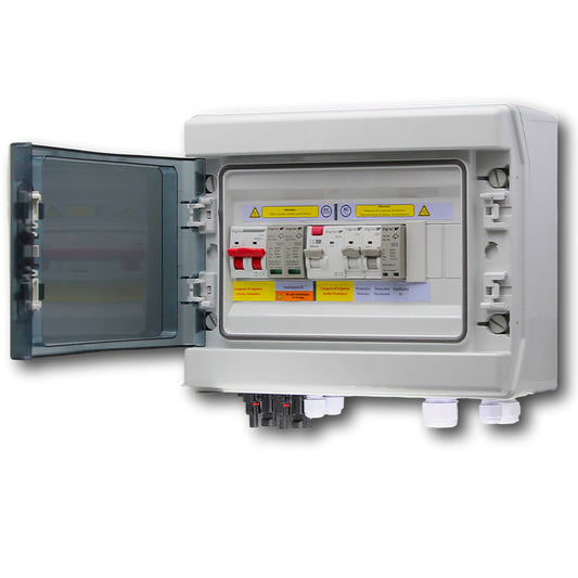Mono Coffret 3kW complet de protection avec partie AC et DC incluant les parafoudres aux normes NF & EU