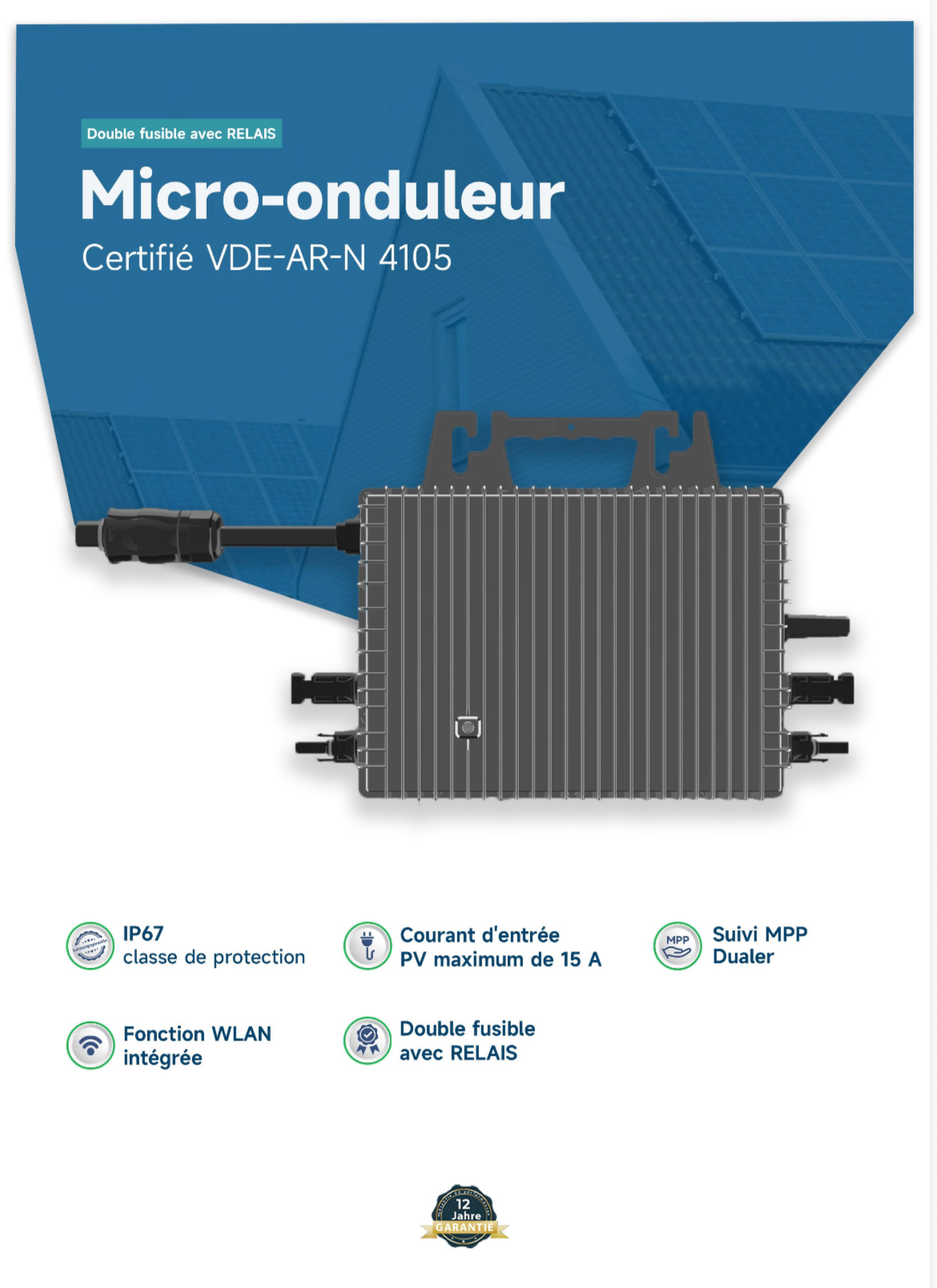 Micro-onduleur SOSSEN Energy • 2400 Wc - 4 entrée PV